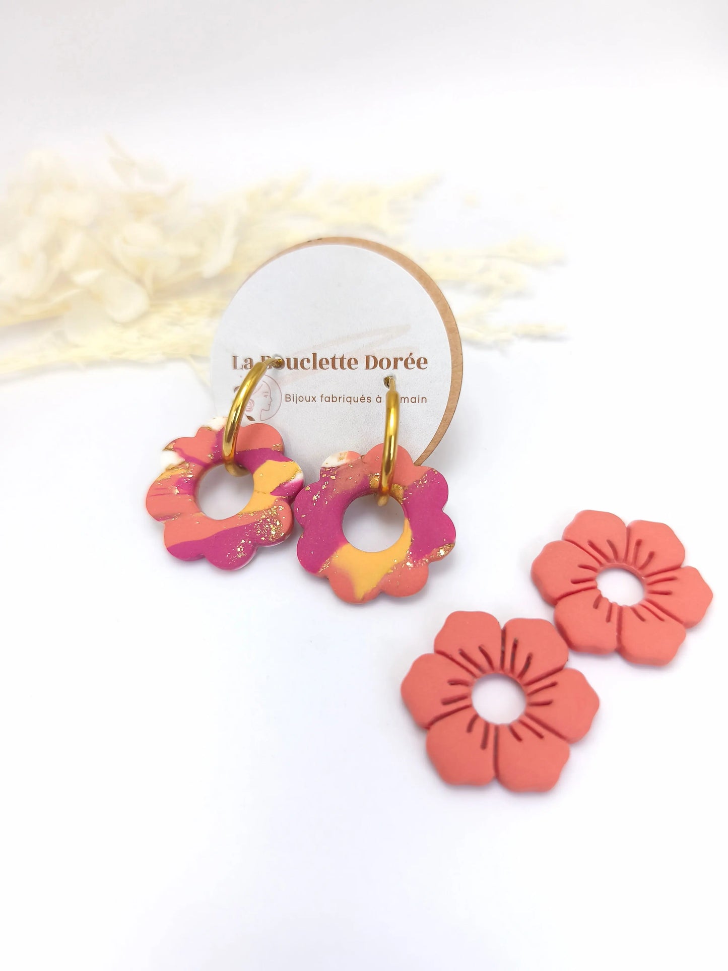 boucles d'oreilles créoles colorées or