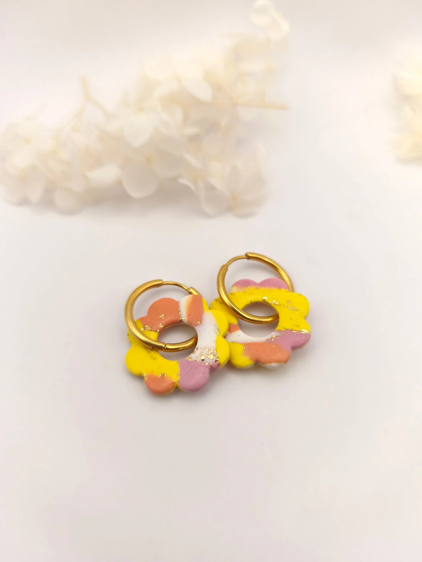 La Bouclette Dorée - Boucles d'oreilles créoles en argile polymère La Bouclette Dorée