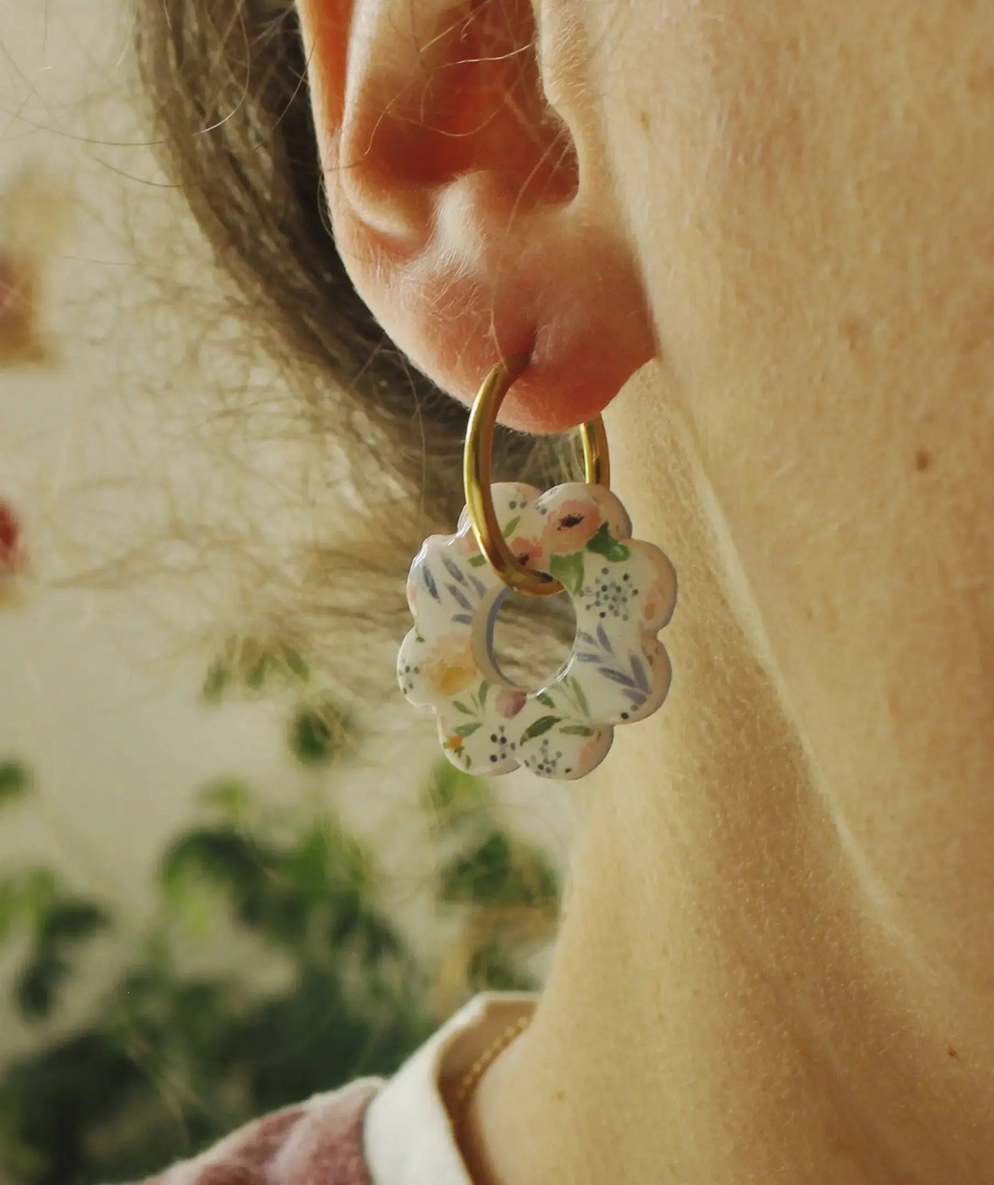 La Bouclette Dorée - Boucles d'oreilles créoles en argile polymère La Bouclette Dorée