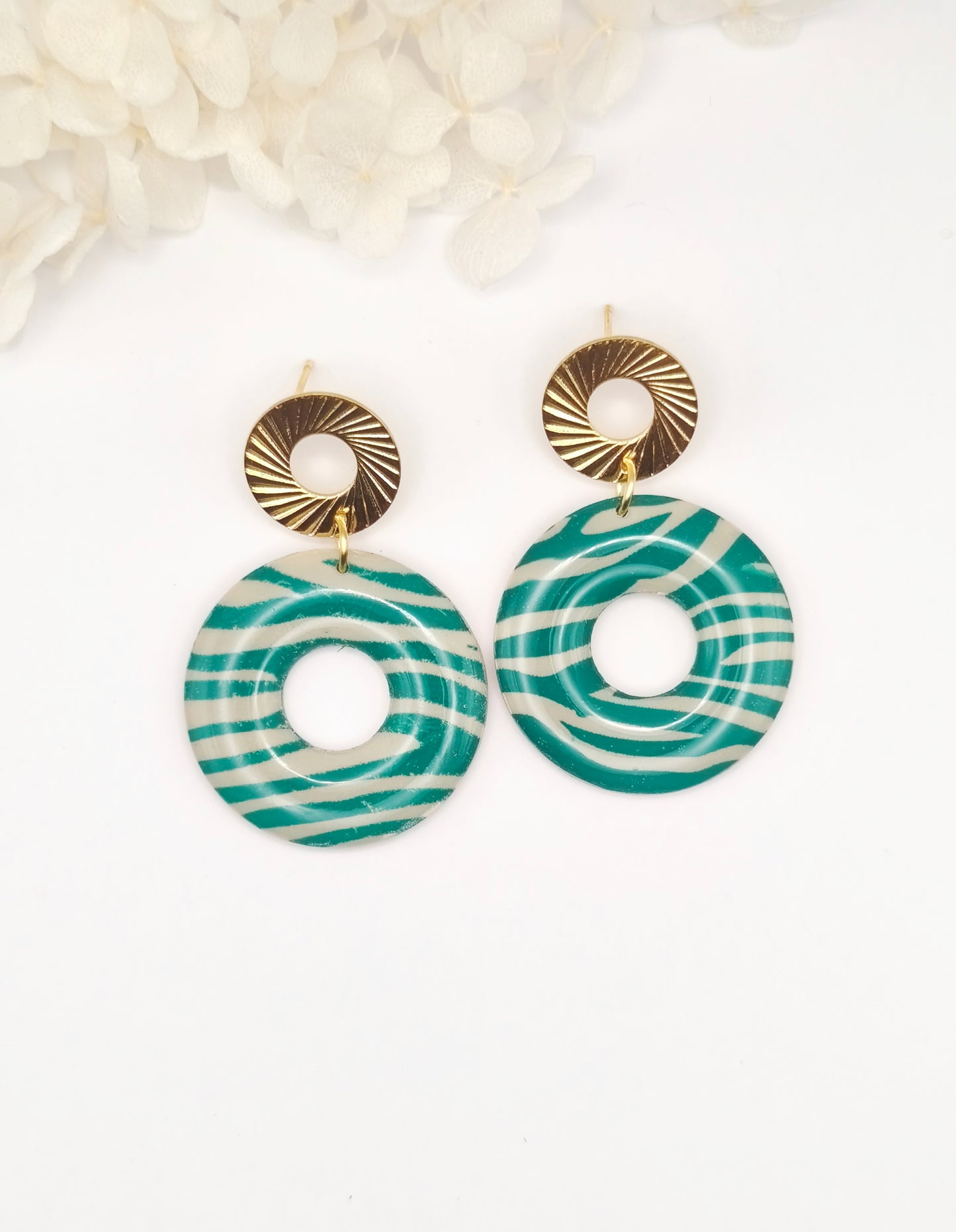 La Bouclette Dorée -Boucles d'oreilles collection zébrée en argile polymère