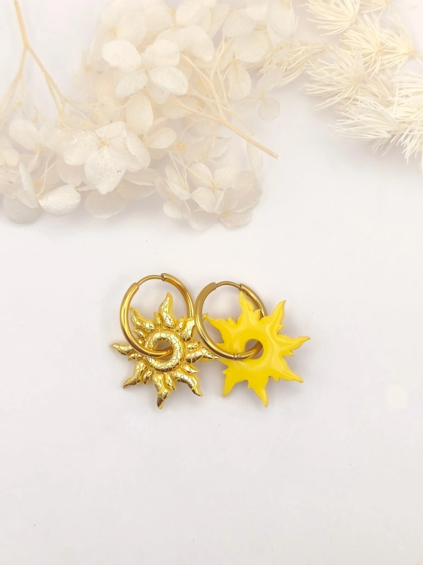 La Bouclette Dorée - Boucles d'oreilles créoles en argile polymère La Bouclette Dorée