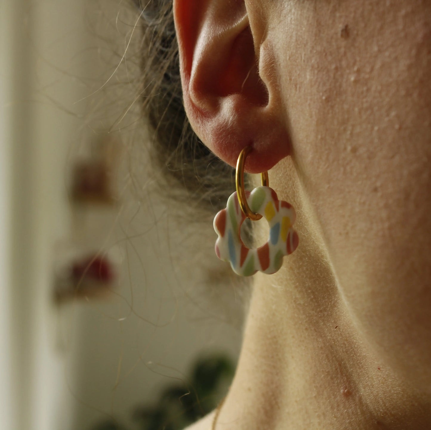 La Bouclette Dorée - Boucles d'oreilles créoles en argile polymère La Bouclette Dorée