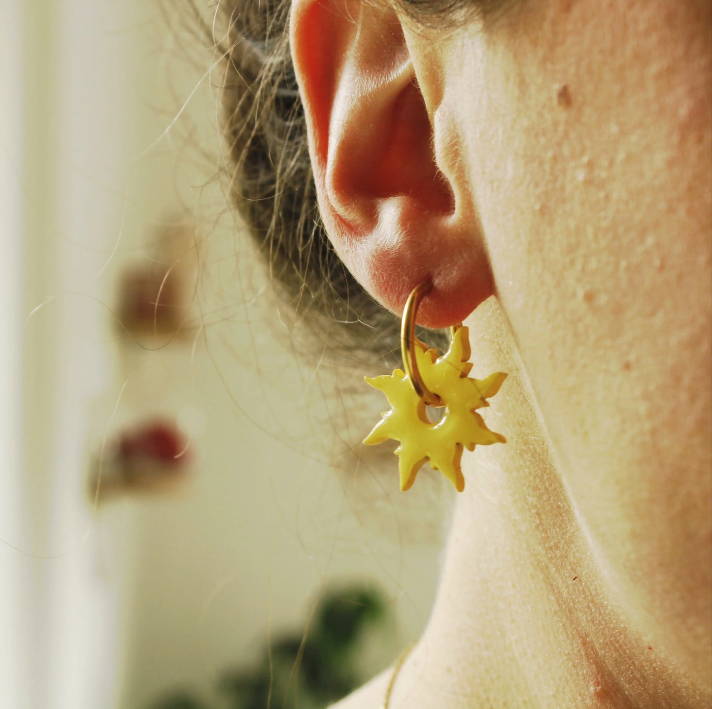 La Bouclette Dorée - Boucles d'oreilles créoles en argile polymère La Bouclette Dorée
