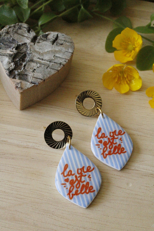 La Bouclette Dorée - Boucles d’oreilles La vie est Belle La Bouclette Dorée