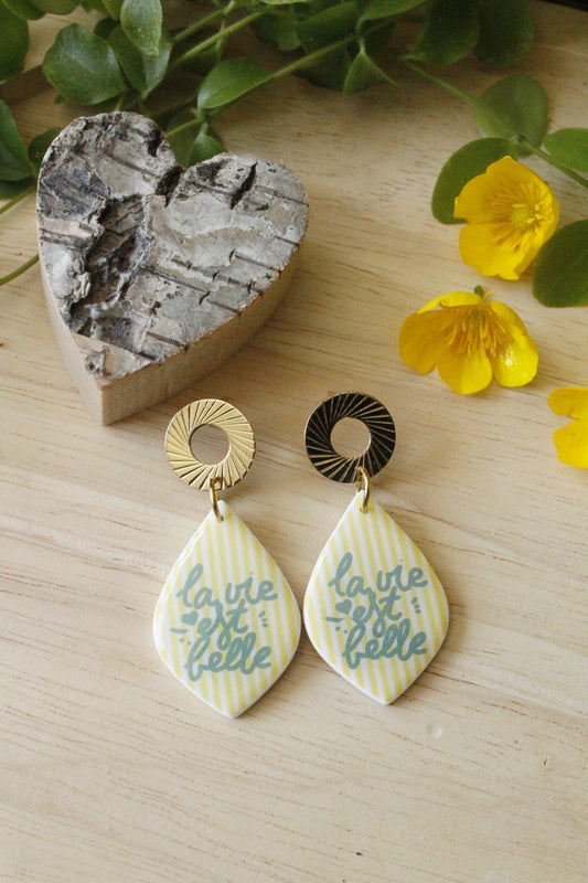 La Bouclette Dorée - Boucles d’oreilles La vie est Belle La Bouclette Dorée
