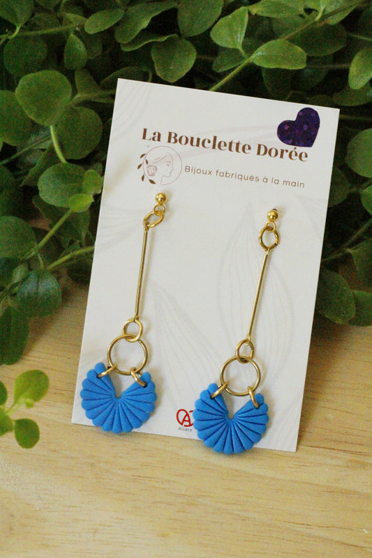 Boucles d'oreilles artisanales aux tons pastel et bleus La Bouclette Dorée