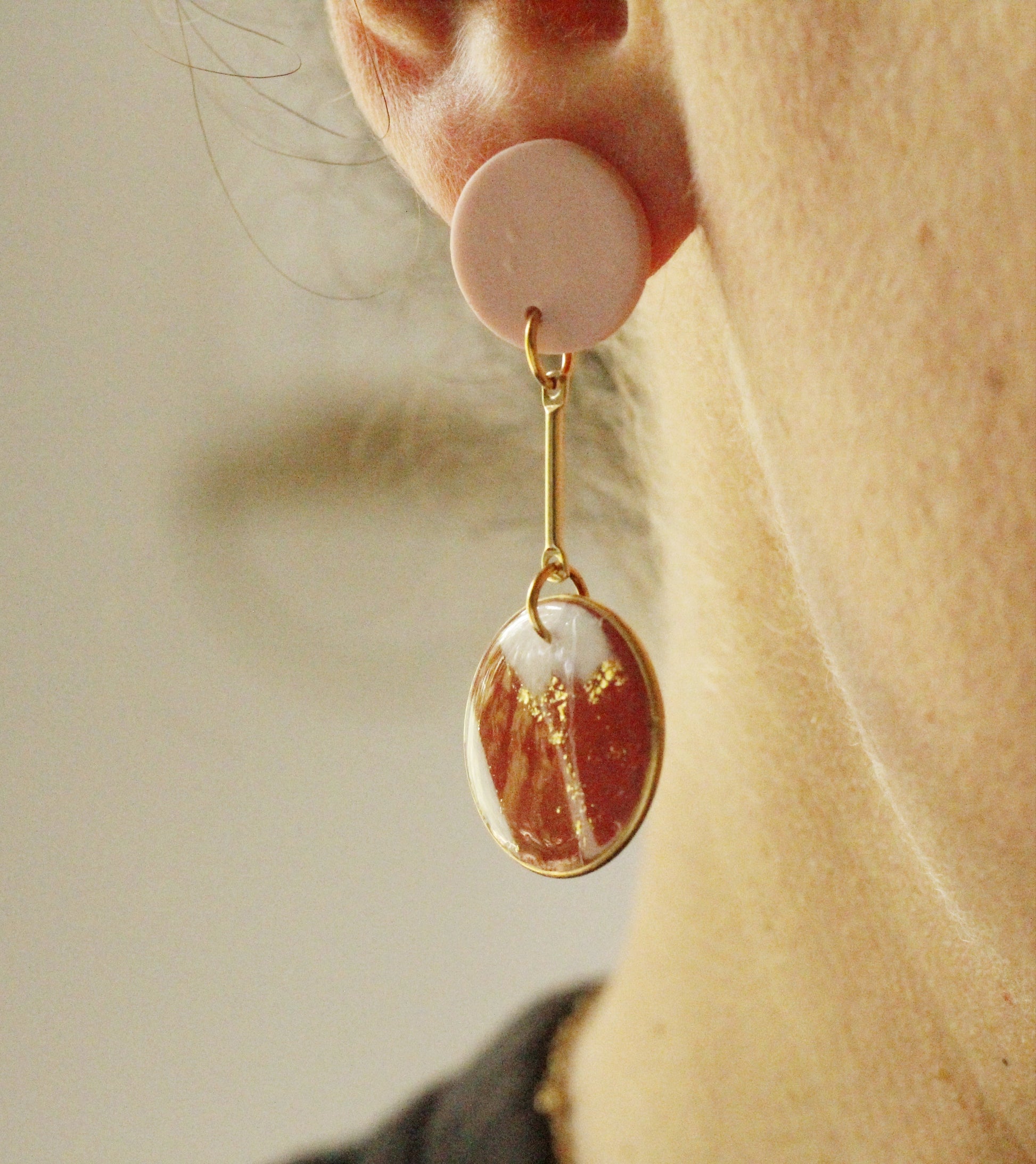 Boucles d'oreilles artisanales - modèle unique La Bouclette Dorée