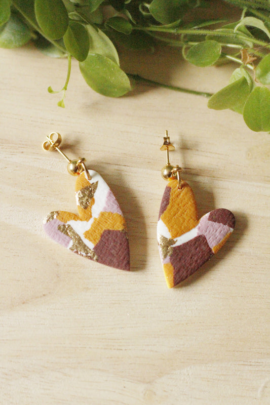 Boucles d'oreilles originales et colorées, fabriquées à la main La Bouclette Dorée
