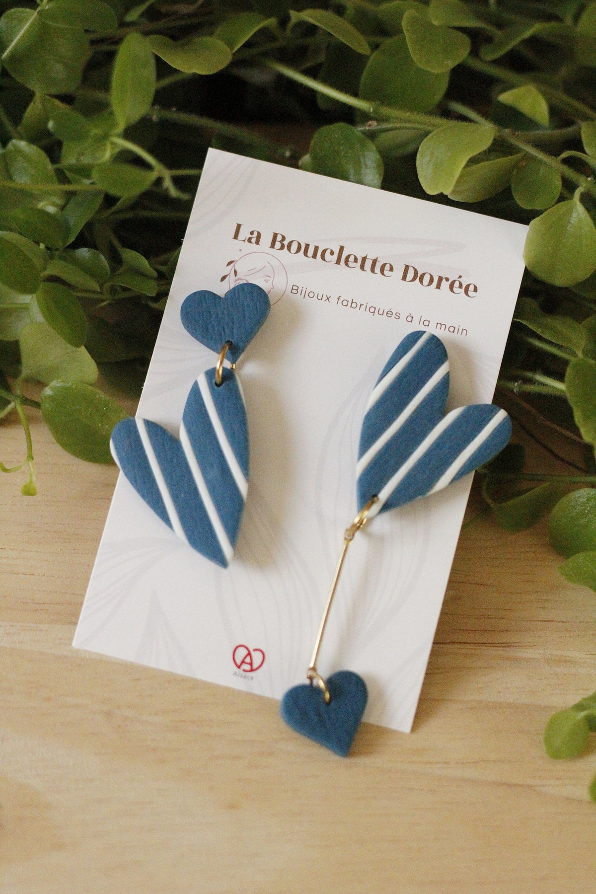 Boucles d'oreilles asymétriques rayées - fabriquées à la main (Copie) La Bouclette Dorée