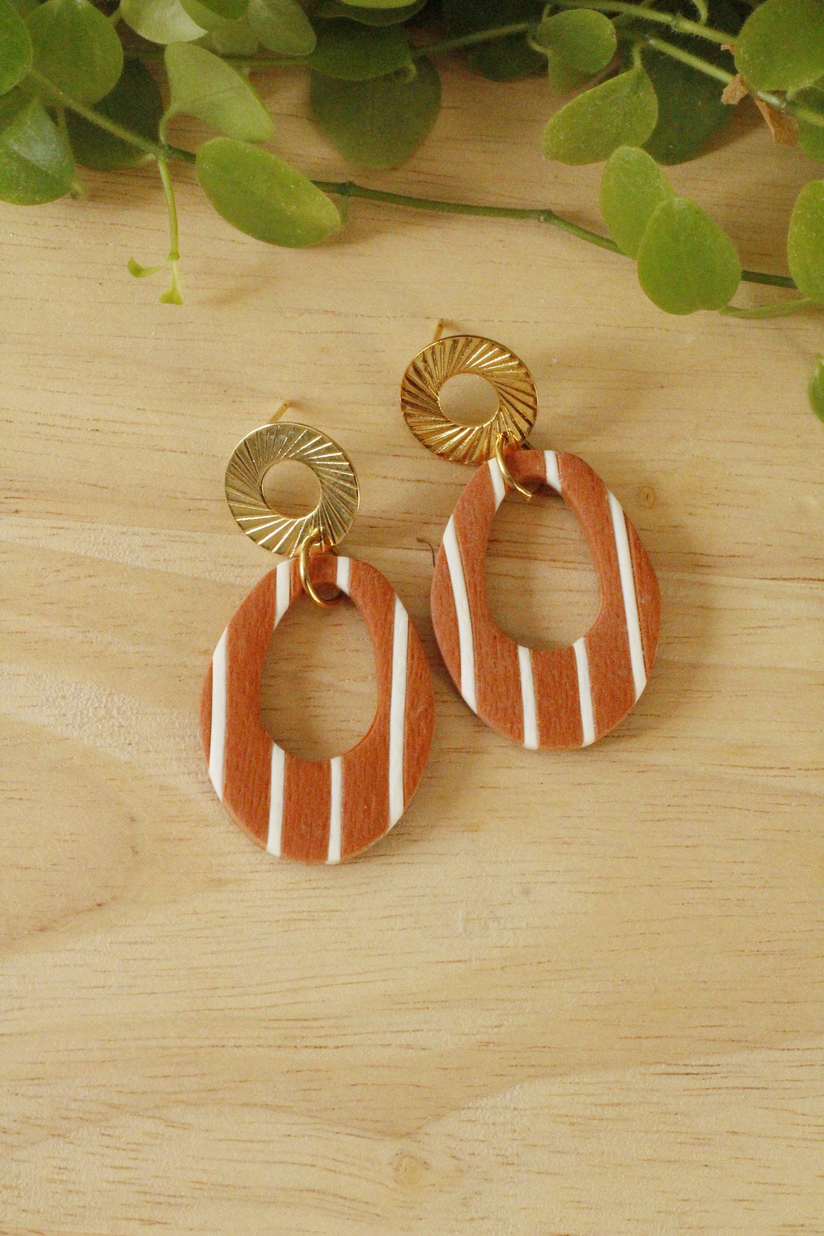 Boucles d'oreilles rayées - fabriquées à la main