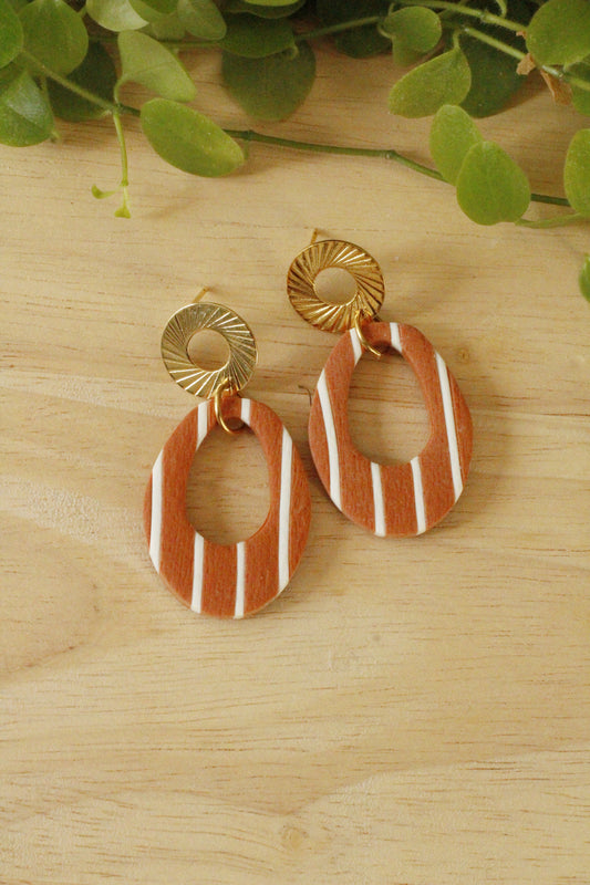 Boucles d'oreilles rayées - fabriquées à la main