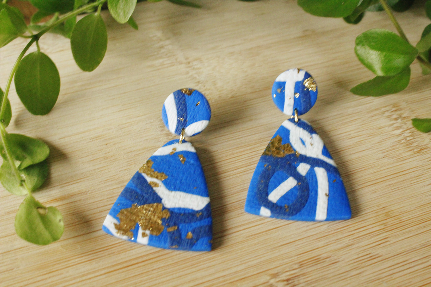 La Bouclette  Dorée - Boucles d'oreilles pendantes - bleu cobalt