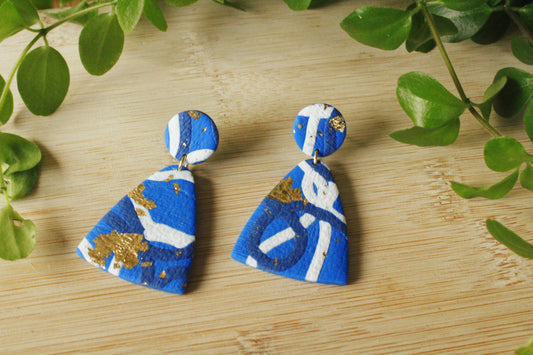 La Bouclette  Dorée - Boucles d'oreilles pendantes - bleu cobalt