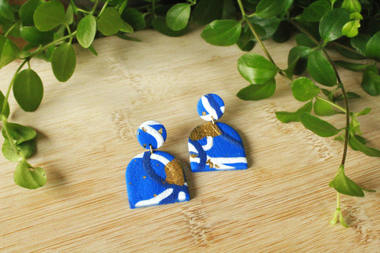 La Bouclette  Dorée - Boucles d'oreilles pendantes - bleu cobalt