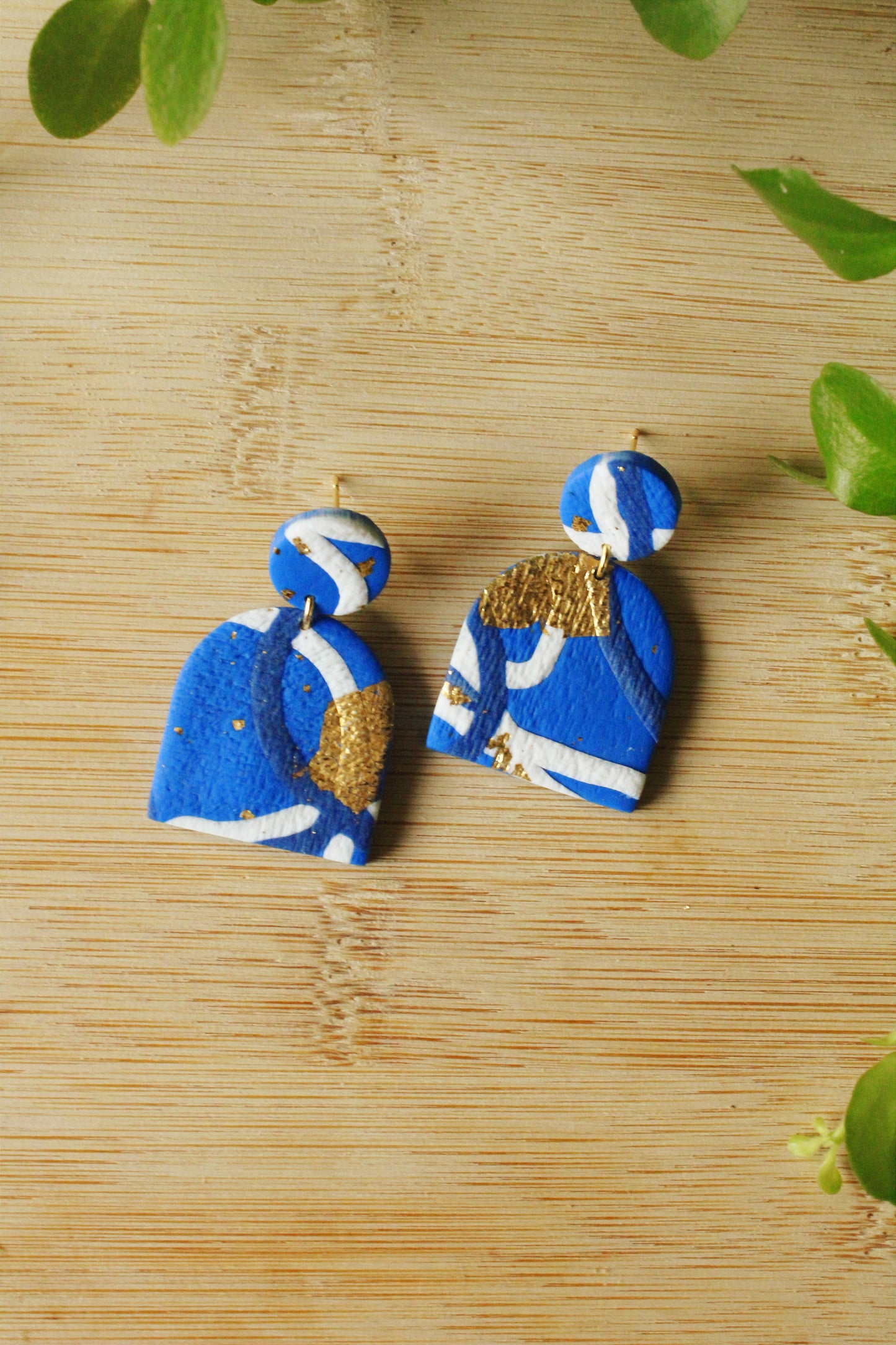 La Bouclette  Dorée - Boucles d'oreilles pendantes - bleu cobalt