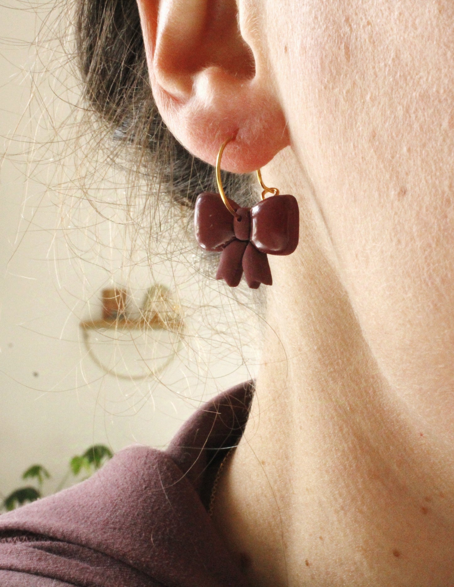 La Bouclette  Dorée - Boucles d'oreilles créoles, et nœud