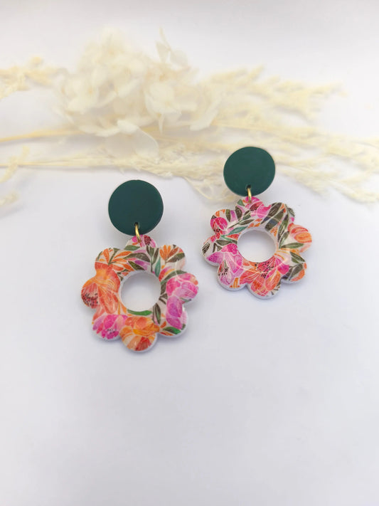 La Bouclette  Dorée - Boucles d'oreilles pendantes en argile polymère La Bouclette Dorée