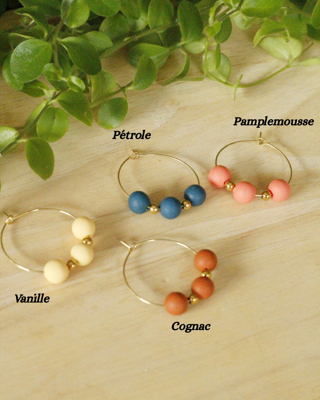 Créoles colorées à perles -  personnalisables