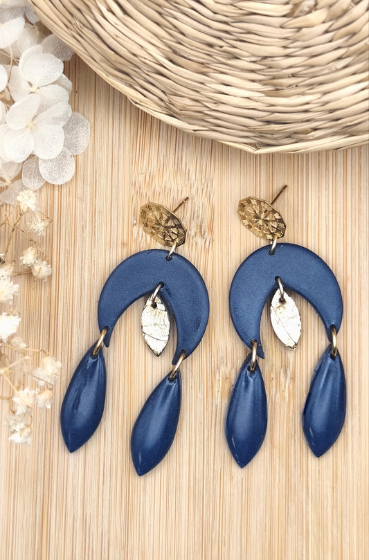 La Bouclette Dorée - Boucles d'oreilles Collection Automne-Hiver - bleu nuit La Bouclette Dorée