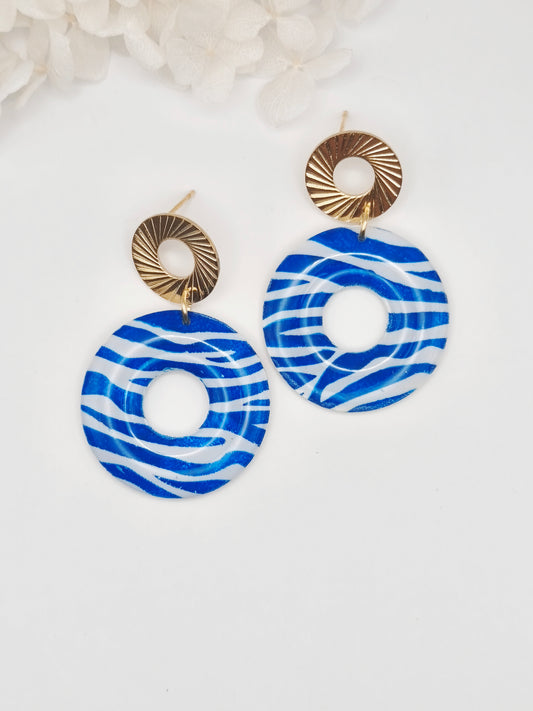 La Bouclette Dorée -Boucles d'oreilles collection zébrée en argile polymère
