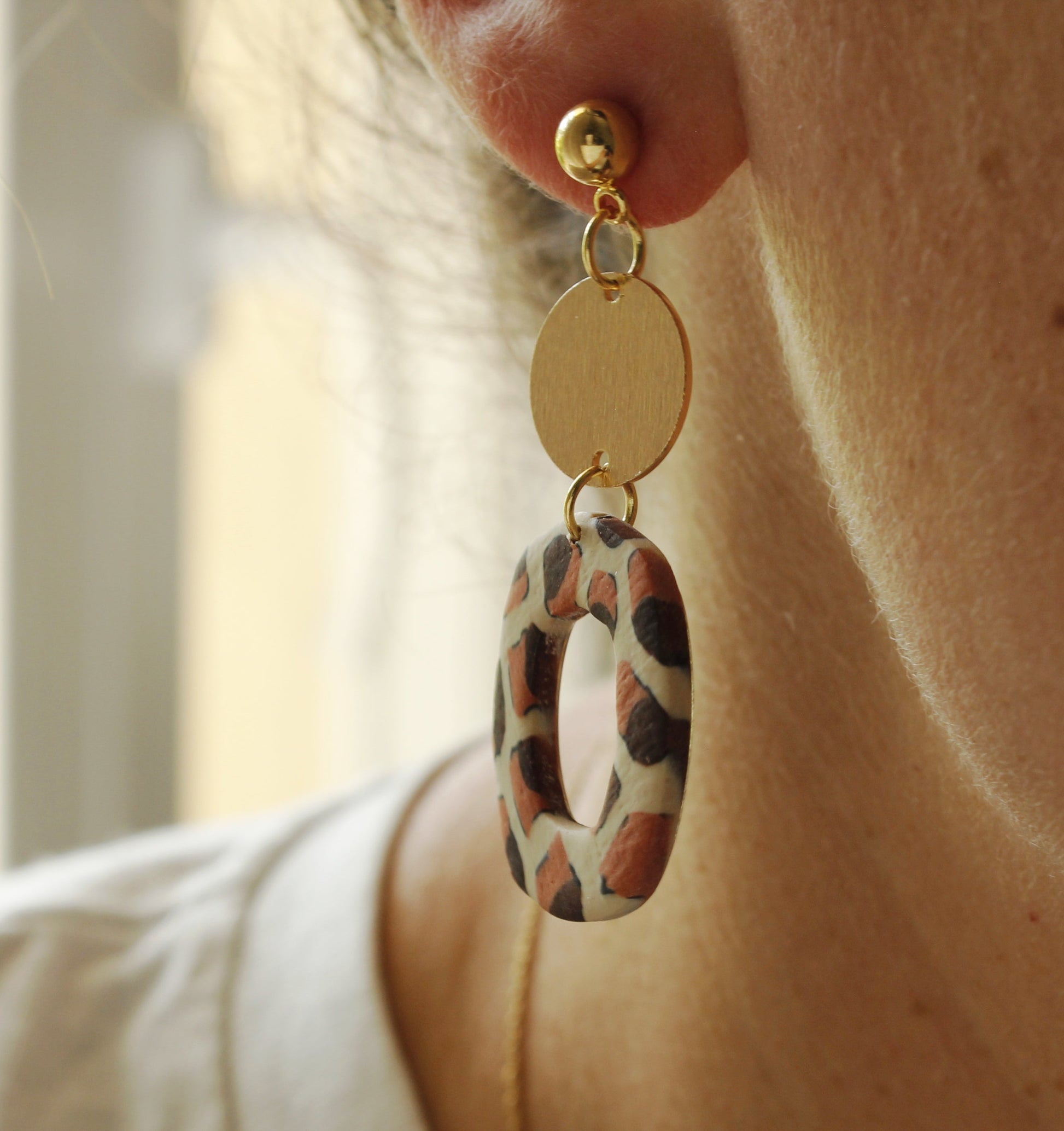 La Bouclette Dorée - Boucles d'oreilles collection Éphémère – Terracotta & Moutarde La Bouclette Dorée