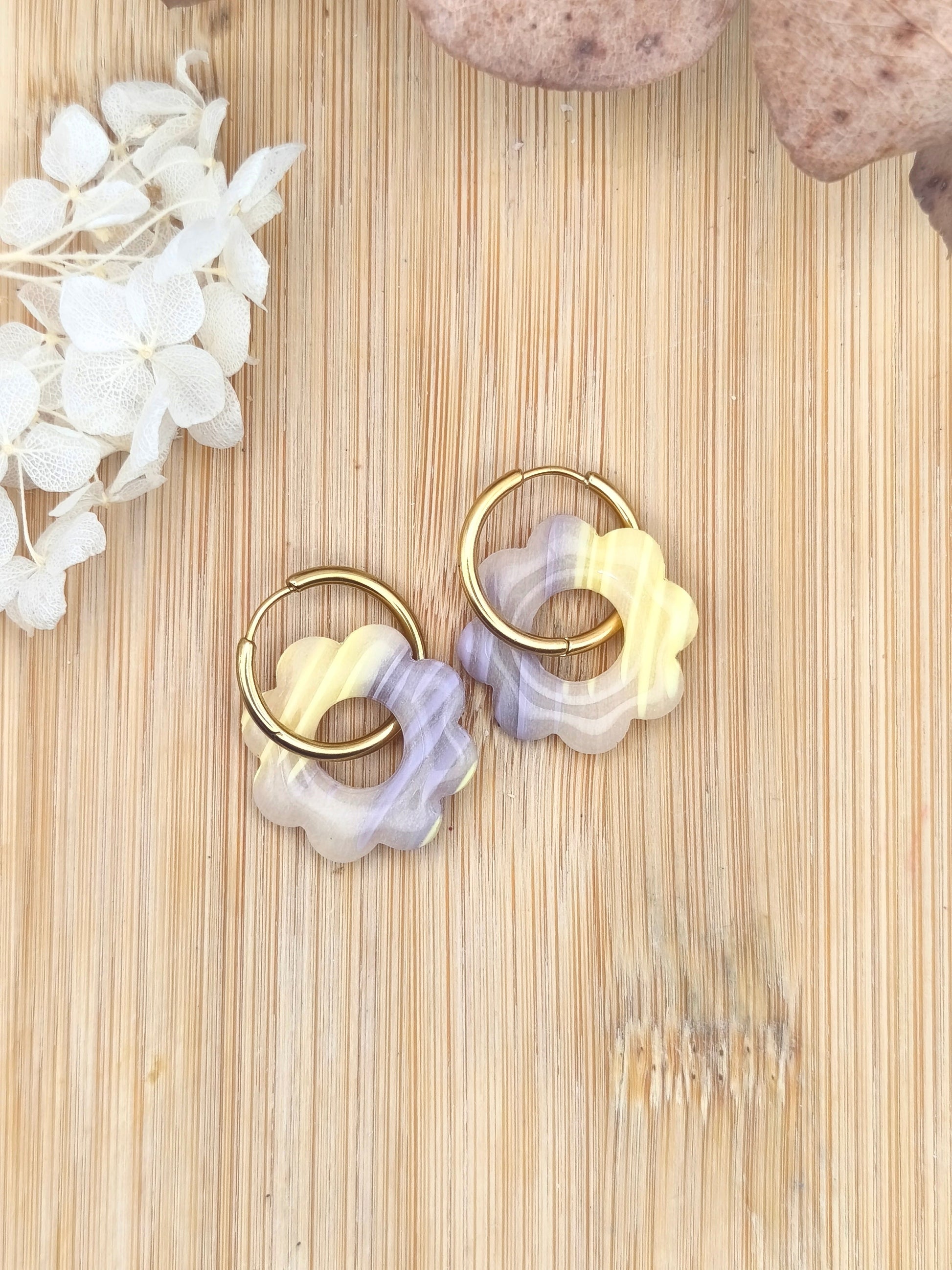 La Bouclette Dorée - Boucles d’oreilles artisanales- Aube de Printemps La Bouclette Dorée