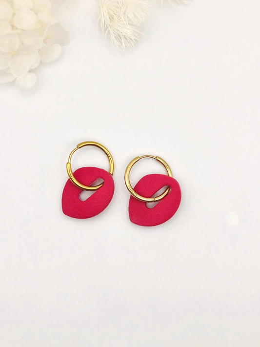 La Bouclette  Dorée - Boucles d'oreilles créoles en argile polymère La Bouclette Dorée