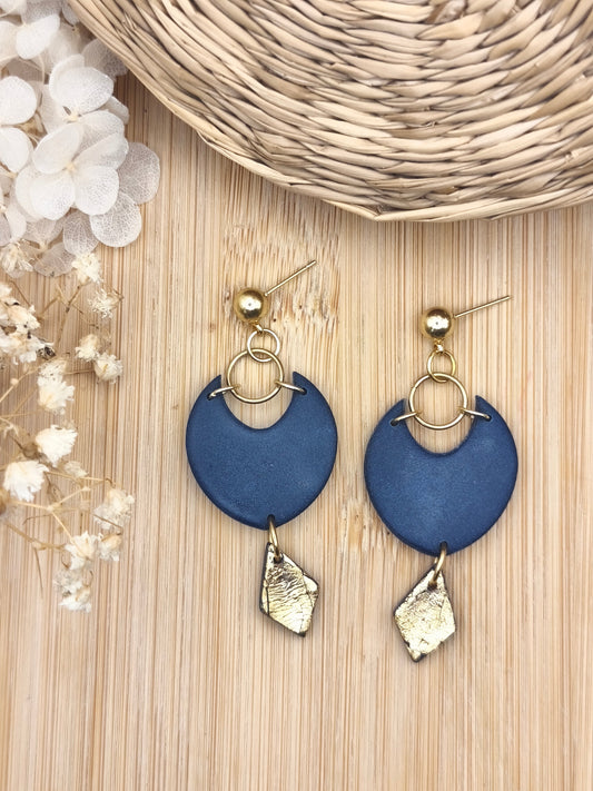 La Bouclette Dorée - Boucles d'oreilles Collection Automne-Hiver - bleu nuit La Bouclette Dorée