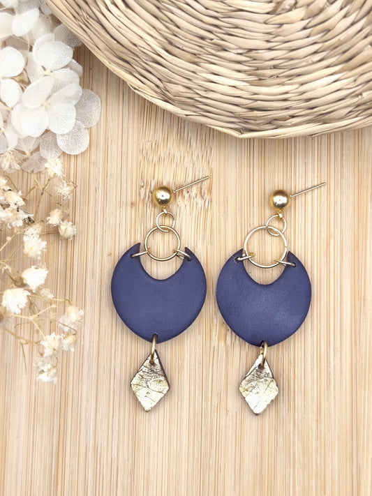 La Bouclette Dorée - Boucles d'oreilles Collection Automne-Hiver - violet profond La Bouclette Dorée